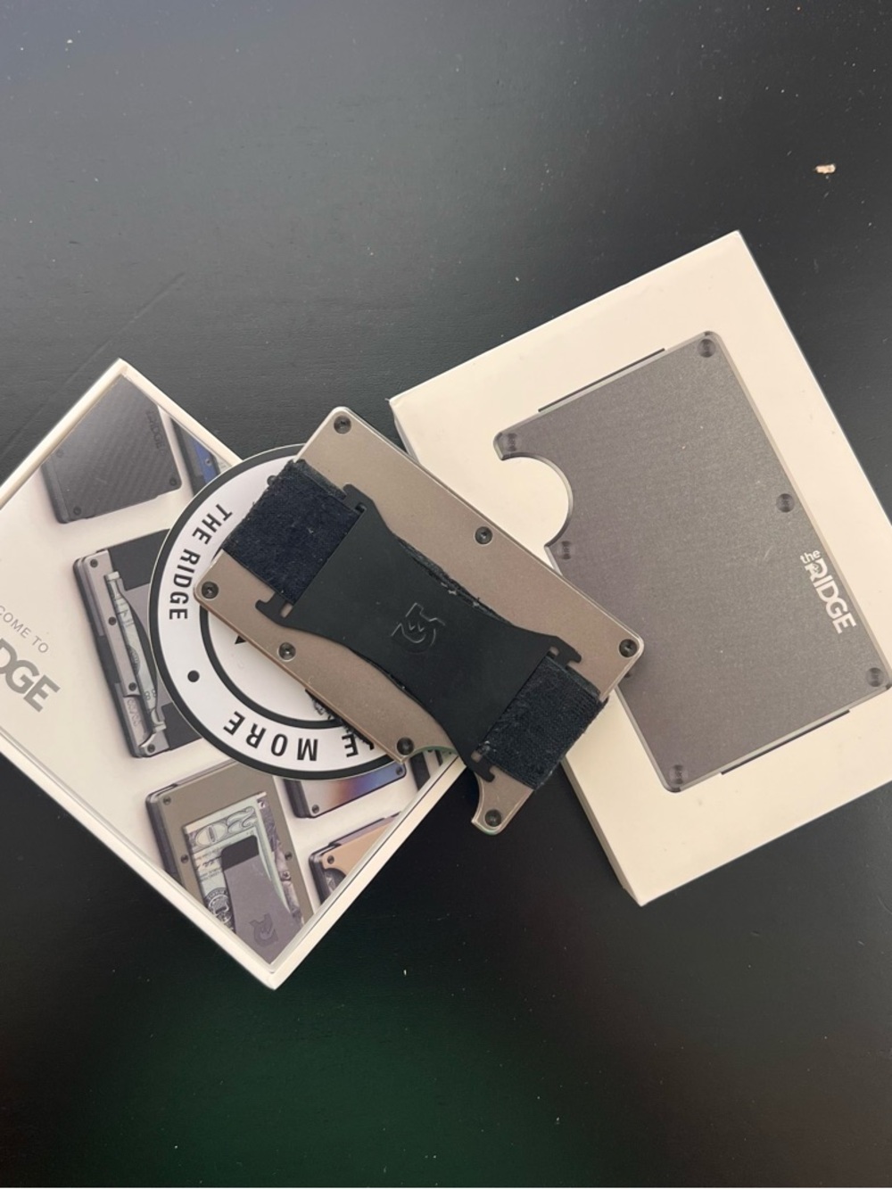 The Ridge Slim RFID Wallet - Titanium with Black Elastic